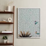 "Pool Party for Two" - Art Print in Light Aqua Blue by KIMBERLY SMITH - In a Room