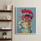 "Shes Blooming Worth " - Art Print in Summer Sky Blue by Theresa Bear - In a Room