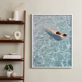 "Going for a Swim" - Art Print in Pool Blue by Whitney Deal - In a Room