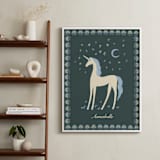 "Midnight Unicorn Firefly Dream" - Personalized Art Print in Forest Green by Florina Georgescu Georgescu - In a Room
