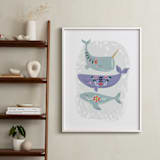 "Folk Whales" - Art Print in Mint by Hannah Williams - In a Room