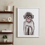 "Baby Animal Monkey" - Art Print in wood smoke by Cass Loh - In a Room