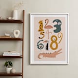 "Safari Friends Numerals" - Art Print in Flamingo by Jenna Holcomb - In a Room