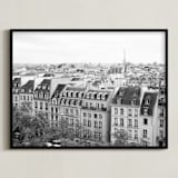 "Marais Rooftops" - Art Print in Grey by Caroline Mint - Framed