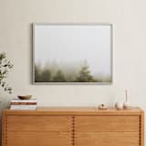 "Foggy Autumn Forest Morning" - Art Print in Foggy Green by Katie Buckman - In a Room