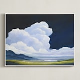 "Porcelain Sky" - Art Print in classic blue by Mya Bessette - Framed Canvas