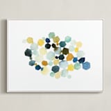 "Hexagon Cluster II" - Art Print in Yellow by Yao Cheng Design - Framed Canvas