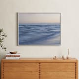 "Soft Waves and Lighted Pier After Sunset" - Art Print in Bluish Gray by Kathy Van Torne - In a Room