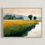 "Morning Shore I" - Art Print in Summer Blue by Stephanie Goos Johnson - Framed