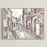 "Cross pathway" - Art Print in Dark brown by Nene - Framed