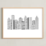 "Linear Cityscape" - Art Print in Black by Daniela - Framed