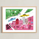 "City State of Mind" - Art Print in Flamingo Pink by Jordan Sondler - Framed