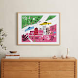"City State of Mind" - Art Print in Flamingo Pink by Jordan Sondler - In a Room