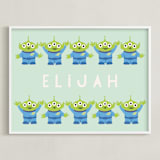 "Disney and Pixar's Toy Story Aliens" - Personalized Art Print in Wasabi by Vivian Yiwing - Framed