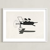 "Mickey and Minnie on the plane" - Art Print in Ivory by Sumak Studio - Framed