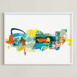 "The Lake and the Trees" - Art Print in Juicy Orange by Erin McCluskey Wheeler - Framed