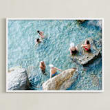 "Sunbathers" - Art Print in Turquoise by Jennifer Jacobson - Framed