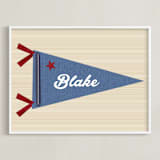 "Little Slugger Series 2" - Personalized Art Print in Denim by Pinky Diamond Studio - Framed