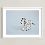 "Oh, Zebra" - Art Print in Soft Grey by Kinga Subject - Framed
