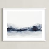 "Alaska from Sea" - Art Print in Navy by Kelsey McNatt - Framed