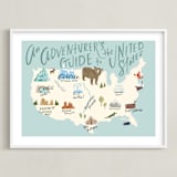 "Adventurer's Guide" - Art Print in Blue by Hannah Williams - Framed