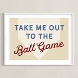 "Little Slugger Series 1" - Art Print in Beige by Pinky Diamond Studio - Framed