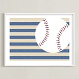 "Little Slugger Series 4" - Art Print in Denim by Pinky Diamond Studio - Framed