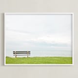 "Contemplating The Horizon" - Art Print in Silver Blue by Alexandra Feo - Framed