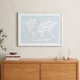 "Beautiful World Map" - Art Print in Soft Sky by Jessie Steury - In a Room