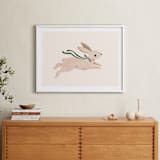 "Rabbit With Bow" - Art Print in Hunter Green by Vivian Yiwing - In a Room