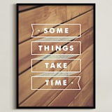 "Some Things Take Time" - Art Print in Light Aqua by Monica Tuazon - Framed