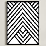 "Abstract simple geometric design" - Art Print in black and white by Anna - Framed