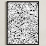 "Ebb and Flow Ink Lines" - Art Print in Black Ink by Elliot Stokes - Framed