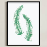 "Painted Ferns" - Art Print in White by Katharine Watson - Framed