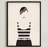 "Striped Suit" - Art Print in charcoal by Faith Harlow - Framed
