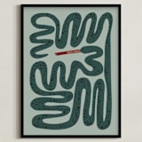 "Squiggly Snake" - Personalized Art Print in Cactus by Jenna Holcomb - Framed