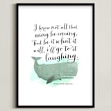 "Go to it Laughing" - Art Print in Aqua by Ann Gardner - Framed