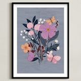 "Butterfly Floral" - Art Print in Grape by Angel Walker - Framed