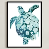 "Tropical Sea Turtle" - Art Print in Caribbean by Shirley Browning - Framed