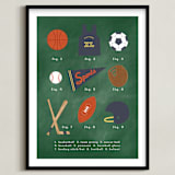 "SPORTS PRIMER" - Art Print in Chalkboard Green by Susan Brown - Framed