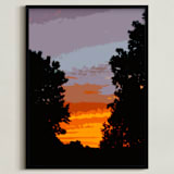 "Driveway Sunset" - Art Print in Skyfire Orange by Jeff Preuss - Framed