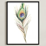 "Peacock Feather" - Art Print in Multicolor by Amanda Paulson - Framed