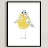 "Sweet Baby Bird" - Art Print in Banana Yellow by Jan Shepherd - Framed