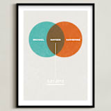 "Baby Venn Diagram" - Personalized Art Print in Blue Orange by Shari Margolin - Framed