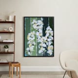 "White Poppies" - Art Print in Emerald Green by Mary Baude - In a Room