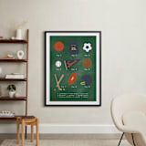 "SPORTS PRIMER" - Art Print in Chalkboard Green by Susan Brown - In a Room