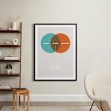 "Baby Venn Diagram" - Personalized Art Print in Blue Orange by Shari Margolin - In a Room