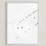 "Birds on a Wire" - Art Print in Black & White by Angela Thompson - Framed