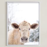 "moo cow" - Art Print in Burlap by Emily Gilbert - Framed