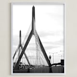 "Bridges of Boston" - Art Print in Black and White by Kelsey McNatt - Framed